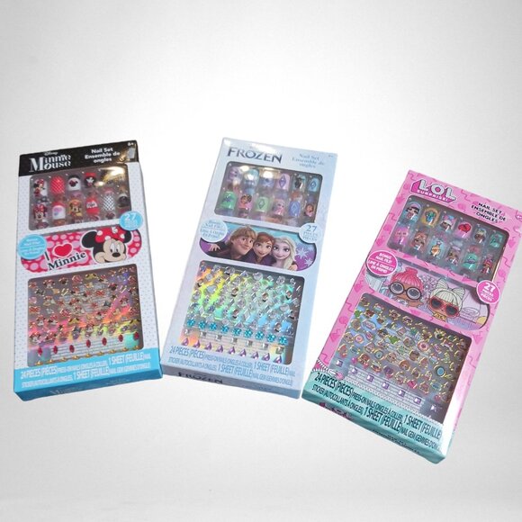Girls Three Pack Minnie Mouse, Frozen, LOL Nail Art Bundle  Lot - Picture 2 of 13